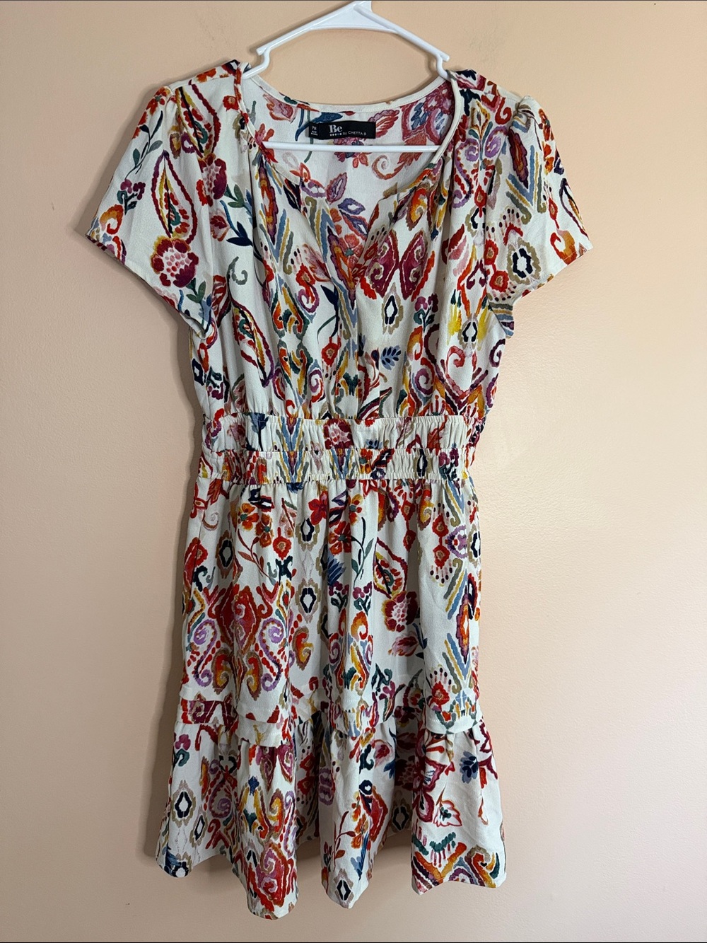 Chetta B Cream Midi Dress with Multicolor Paisley Print